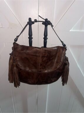 All Saints Spitalfields Large Leather Hobo Festival Tassels Shoulder Bag NWOT
